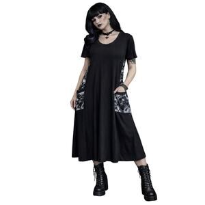 Lynna's PLT's Black Goth Midi Dress Skull Print Panels Pockets Made USA Size M